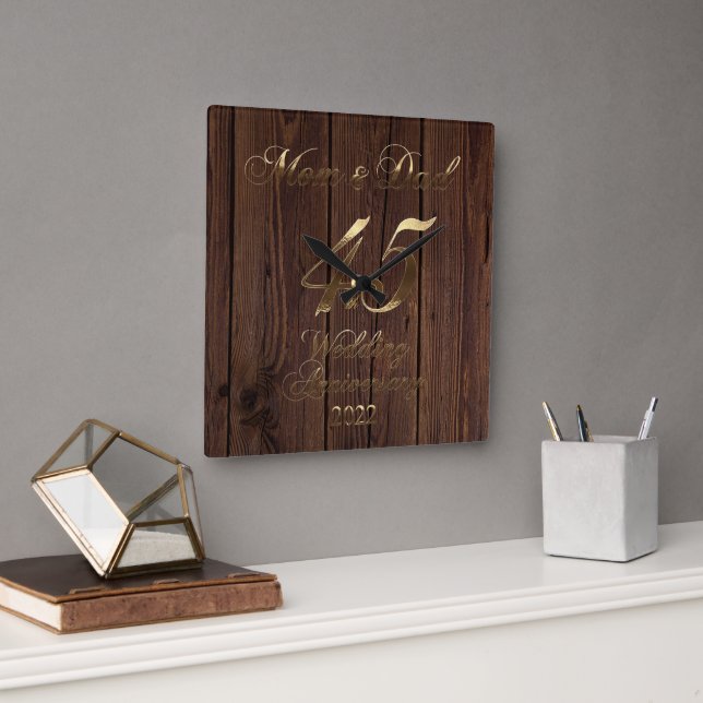 2022 Sapphire Wedding 45th Anniversary Parents Square Wall Clock (Office)