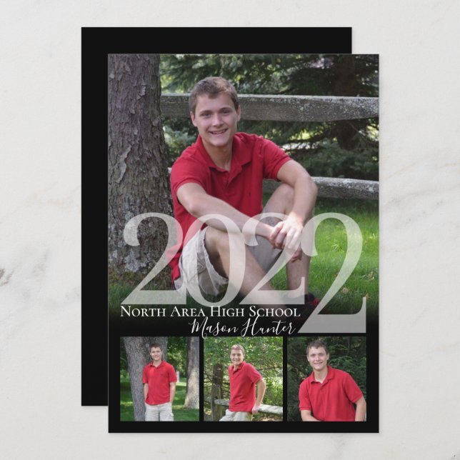 2022 Senior Memories Quad Photo Graduation Invitation (Front/Back)