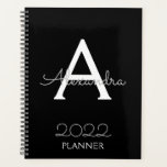 2022 Silver Black Monogram Elegant Planner<br><div class="desc">2022 Silver Black Monogram Name and Initial Spiral Notebook Planner. This makes the perfect sweet 16 birthday,  wedding,  bridal shower,  anniversary,  baby shower or bachelorette party gift for someone that loves glam luxury and chic styles.</div>