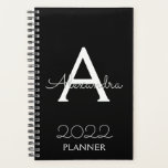 2022 Silver Black Monogram Elegant Planner<br><div class="desc">2022 Silver Black Monogram Name and Initial Spiral Notebook Planner. This makes the perfect sweet 16 birthday,  wedding,  bridal shower,  anniversary,  baby shower or bachelorette party gift for someone that loves glam luxury and chic styles.</div>
