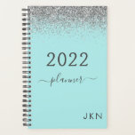 2022 Silver Teal Aqua Blue Girly Glitter Monogram Planner<br><div class="desc">2022 Silver and Teal Aqua Blue Sparkle Glitter Monogram Name or Initial Spiral 2021 Calendar Planner Notebook. This makes the perfect sweet 16 birthday,  wedding,  bridal shower,  anniversary,  baby shower or bachelorette party gift for someone that loves glam luxury and chic styles.</div>