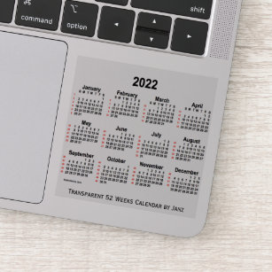 2022 Transparent 52 Weeks Calendar by Janz