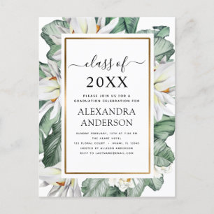 2022 Tropical Graduation Magnolia Greenery Invitat Postcard