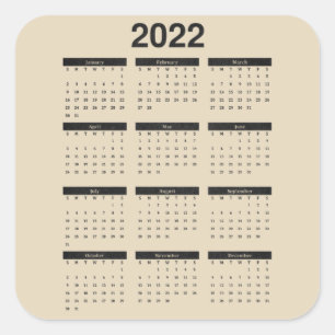 2022 Twelve Month Calendar Square Sticker