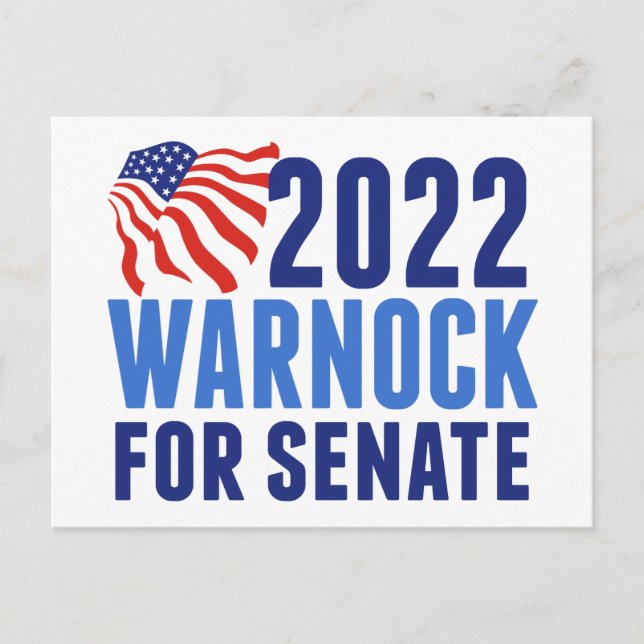 2022 Warnock for U.S. Senate Georgia Election Flag Postcard (Front)