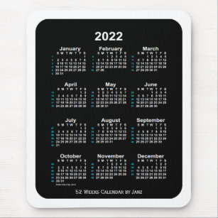 2022 White Neon 52 Week Calendar by Janz Mouse Pad