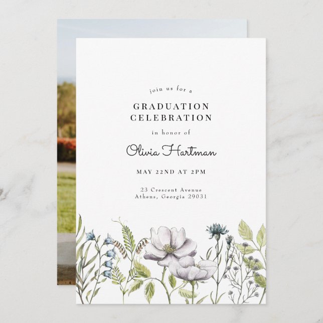 2022 Wildflower Photo Graduation Invitation (Front/Back)