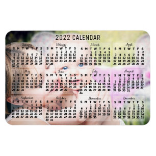 2022 Year Monthly Calendar Black Add Custom Photo Magnet