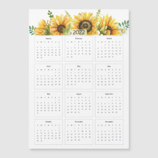 2022 Yearly Calendar with Sunflowers