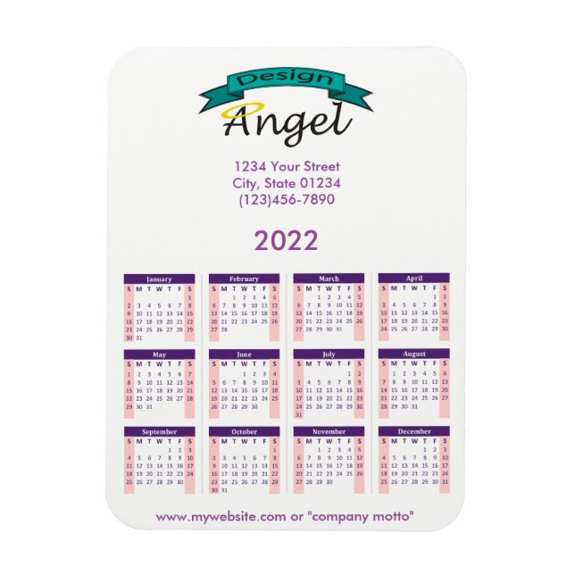 2022 Your Logo Branded Purple Calendar Magnet (Vertical)