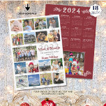 2023 18 Photo Collage Captions 2024 Calendar Holiday Card<br><div class="desc">CONTACT THE DESIGNER FOR UPDATED CALENDAR ON BACK. Modern, unique customisable 2023 Christmas holiday season greeting card featuring an easy-to-upload photo collage template for 17 pictures with captions or titles on the front and the year 2024 with your custom title and greeting (the sample shows A YEAR OF BLESSINGS and...</div>