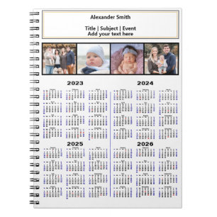 2023 2024 2025 2026 Calendar Custom Photo Modern N Notebook