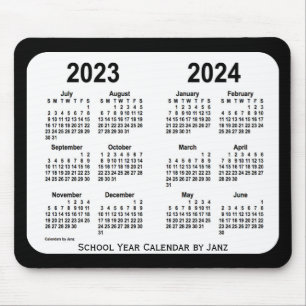 2023-2024 Black and White School Calendar by Janz Mouse Pad