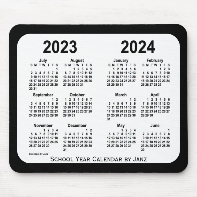 2023-2024 Black and White School Calendar by Janz Mouse Pad (Front)