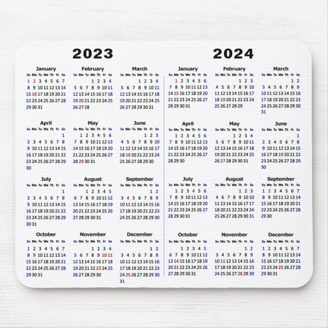 2023 - 2024 Calendar Minimalist 2 year Calendar Mouse Pad (Front)