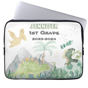2023-2024 Name Label Back To School Cute Dinosaur Laptop Sleeve