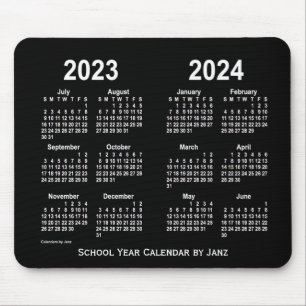 2023-2024 Neon White School Calendar by Janz Mouse Pad