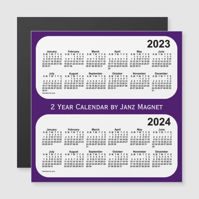 2023-2024 Purple 2 Year Calendar by Janz Magnet (Front/Back)