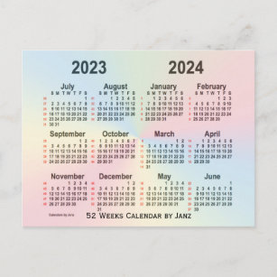 2023-2024 Rainbow 52 Weeks Calendar by Janz Postcard