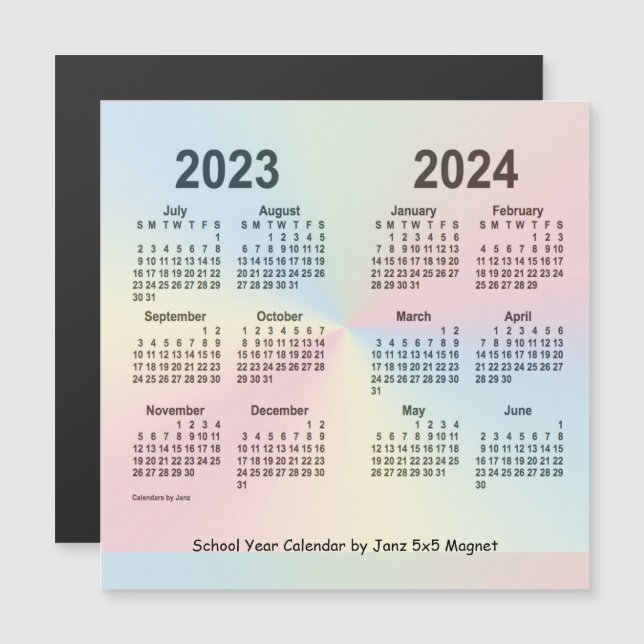 2023-2024 Rainbow School Year Calendar by Janz (Front/Back)