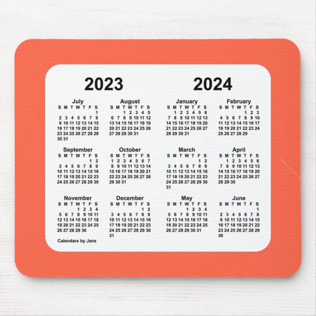 2023-2024 School Calendar by Janz Tomato Red Mouse Pad (Front)