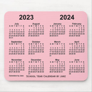2023-2024 School Year Calendar by Janz Pink Mouse Pad