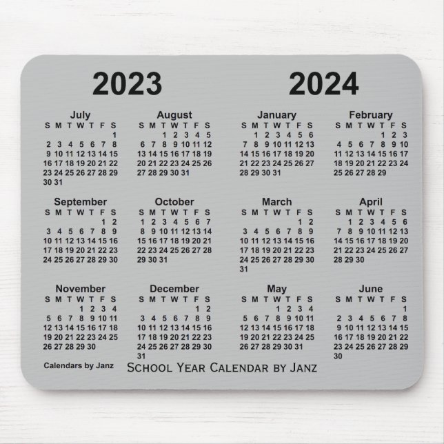 2023-2024 School Year Calendar by Janz Silver Mouse Pad (Front)