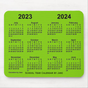 2023-2024 School Year Yellowgreen Calendar by Janz Mouse Pad
