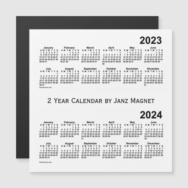 2023-2024 White 2 Year Calendar by Janz Magnet (Front/Back)