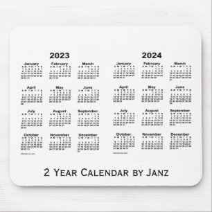 2023-2024 White 2 Year Calendar by Janz Mousepad