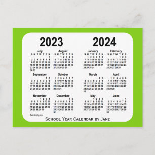 2023-2024 Yellow Green School Calendar by Janz Postcard