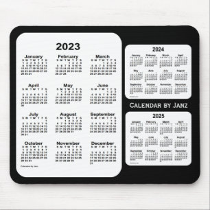 2023-2025 Black and White 3 Year Calendar by Janz Mouse Pad