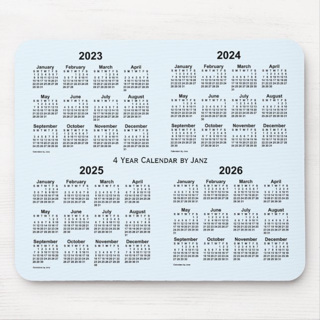 2023-2026 Alice Blue 4 Year Calendar by Janz Mouse Pad (Front)