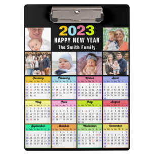 2023-2026 Calendar Custom Family 6 Photo Modern Clipboard