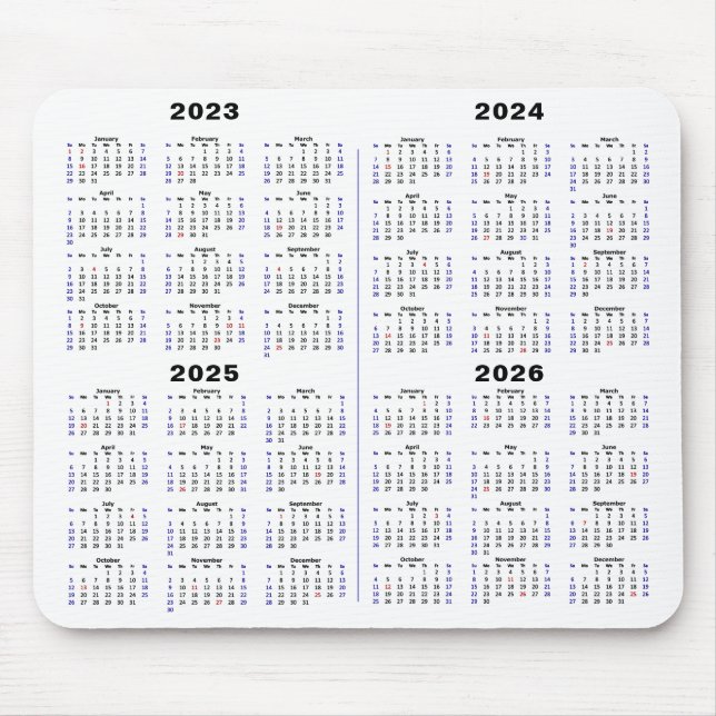 2023 - 2026 Calendar Minimalist 4 year Calendar  Mouse Pad (Front)