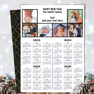 2023 - 2026 Calendar Photo Collage Modern Script Holiday Card