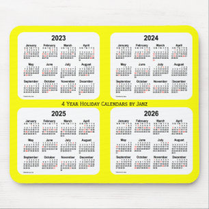 2023-2026 Yellow Holiday Calendar by Janz Mouse Pad
