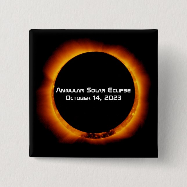 2023 Annular Solar Eclipse 15 Cm Square Badge (Front)