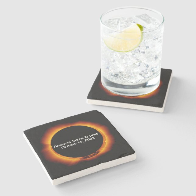 2023 Annular Solar Eclipse Stone Coaster (Side)