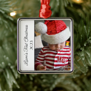 2023 Baby's First Christmas Photo Metal Ornament