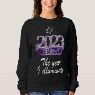 2023 Bar Mitzvah Quote Festive Black Purple Decor Sweatshirt