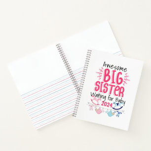 2023 Big Sister Waiting for New Baby Sibling Notebook