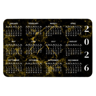 2023 Black and Gold Marble Calendar Magnet
