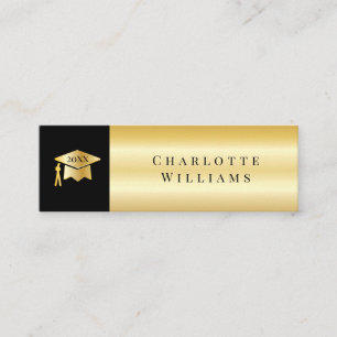 2023 Black   Gold Grad Cap Graduation Insert Card