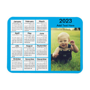 2023 Blue Mini Photo Calendar Magnet