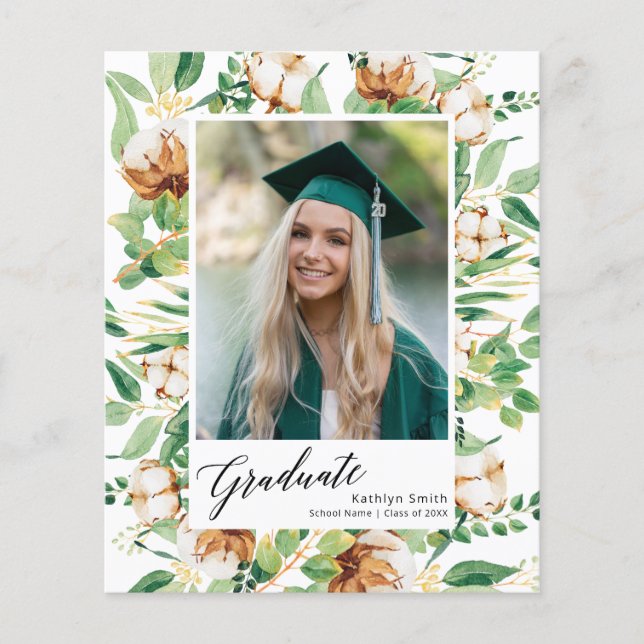 2023 BUDGET Eucalyptus Photo Graduation Invitation Flyer (Front)