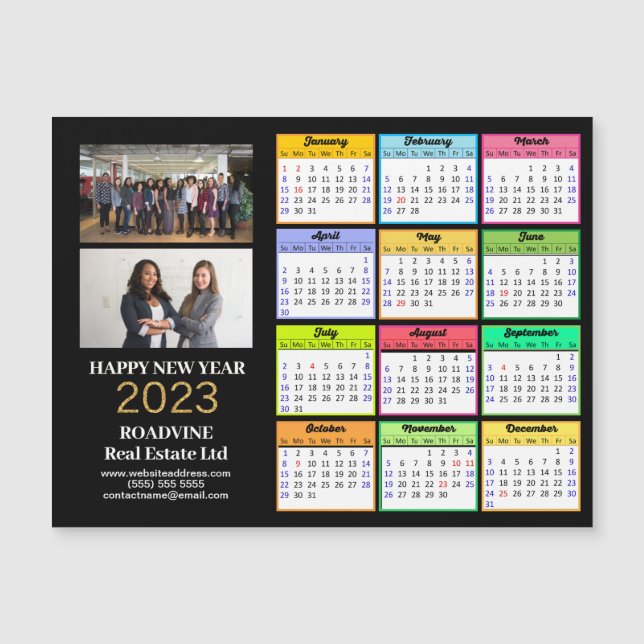 2023 Business 2 Photo Modern Colour Calendar Magne (Front)