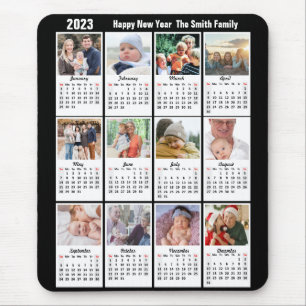 2023 Calendar 12 Family Photo Modern Minimalist Mouse Pad