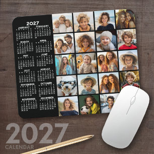2023 Calendar - 20 photo collage black Mouse Pad
