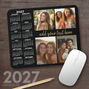 2023 Calendar - 4 photo collage modern script text Mouse Pad